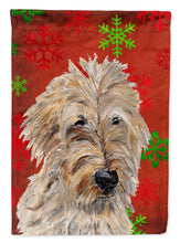 Load image into Gallery viewer, Golden Doodle 2 Red Snowflakes Holiday Garden Flag – Decorative Outdoor Yard Flag SC9763GF