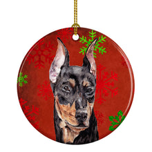 Load image into Gallery viewer, German Pinscher Red Snowflakes Holiday Ornament - Round Ceramic Ornament – Artist-Designed Keepsake Decoration SC9764CO1