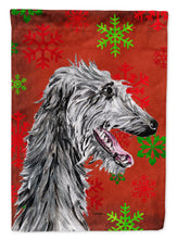 Load image into Gallery viewer, Scottish Deerhound Red Snowflakes Holiday Garden Flag – Decorative Outdoor Yard Flag SC9765GF