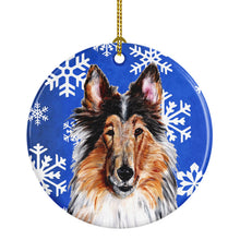 Load image into Gallery viewer, Collie Winter Snowflakes Ornament - Round Ceramic Ornament – Artist-Designed Keepsake Decoration SC9766CO1
