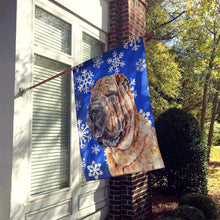 Load image into Gallery viewer, Shar Pei Winter Snowflakes Flag Canvas House Size SC9767CHF