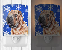 Load image into Gallery viewer, Shar Pei Winter Snowflakes Ceramic Night Light SC9767CNL