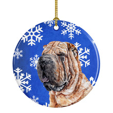 Load image into Gallery viewer, Shar Pei Winter Snowflakes Ornament - Round Ceramic Ornament – Artist-Designed Keepsake Decoration SC9767CO1