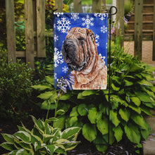 Load image into Gallery viewer, Shar Pei Winter Snowflakes Garden Flag – Decorative Outdoor Yard Flag SC9767GF