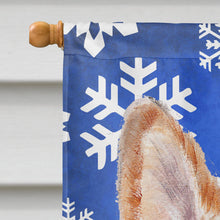 Load image into Gallery viewer, Cardigan Corgi Winter Snowflakes Flag Canvas House Size SC9768CHF