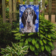Load image into Gallery viewer, Blue Tick Coonhound Winter Snowflakes Garden Flag – Decorative Outdoor Yard Flag SC9769GF