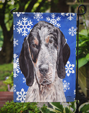 Load image into Gallery viewer, Blue Tick Coonhound Winter Snowflakes Garden Flag – Decorative Outdoor Yard Flag SC9769GF