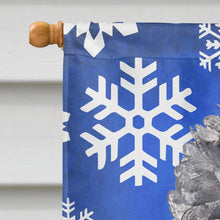 Load image into Gallery viewer, Black Standard Poodle Winter Snowflakes Flag Canvas House Size SC9770CHF