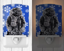 Load image into Gallery viewer, Black Standard Poodle Winter Snowflakes Ceramic Night Light SC9770CNL