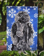 Load image into Gallery viewer, Black Standard Poodle Winter Snowflakes Garden Flag – Decorative Outdoor Yard Flag SC9770GF