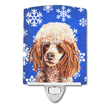 Load image into Gallery viewer, Red Miniature Poodle Winter Snowflakes Ceramic Night Light SC9771CNL