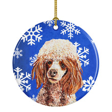 Load image into Gallery viewer, Red Miniature Poodle Winter Snowflakes Ornament - Round Ceramic Ornament – Artist-Designed Keepsake Decoration SC9771CO1