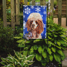 Load image into Gallery viewer, Red Miniature Poodle Winter Snowflakes Garden Flag - Outdoor Decorative Yard Flag SC9771GF