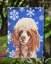Load image into Gallery viewer, Red Miniature Poodle Winter Snowflakes Garden Flag - Outdoor Decorative Yard Flag SC9771GF