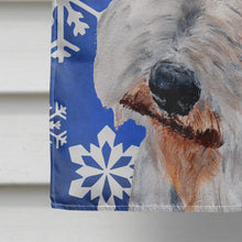 Load image into Gallery viewer, Wire Fox Terrier Winter Snowflakes Flag Canvas House Size SC9772CHF
