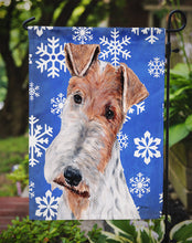 Load image into Gallery viewer, Wire Fox Terrier Winter Snowflakes Garden Flag – Decorative Outdoor Yard Flag SC9772GF