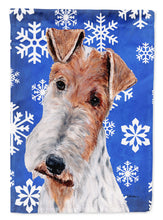 Load image into Gallery viewer, Wire Fox Terrier Winter Snowflakes Garden Flag – Decorative Outdoor Yard Flag SC9772GF