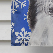Load image into Gallery viewer, Black and White Collie Winter Snowflakes Flag Canvas House Size SC9774CHF
