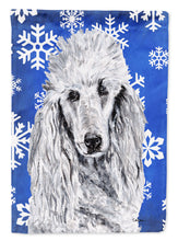 Load image into Gallery viewer, White Standard Poodle Winter Snowflakes Flag Canvas House Size SC9775CHF