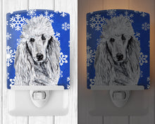 Load image into Gallery viewer, White Standard Poodle Winter Snowflakes Ceramic Night Light SC9775CNL