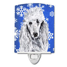 Load image into Gallery viewer, White Standard Poodle Winter Snowflakes Ceramic Night Light SC9775CNL