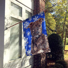 Load image into Gallery viewer, Staffordshire Bull Terrier Staffie Winter Snowflakes Flag Canvas House Size SC9777CHF