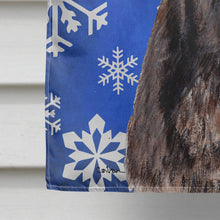 Load image into Gallery viewer, Staffordshire Bull Terrier Staffie Winter Snowflakes Flag Canvas House Size SC9777CHF
