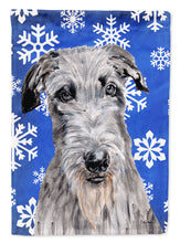 Load image into Gallery viewer, Scottish Deerhound Winter Snowflakes Flag Canvas House Size SC9778CHF