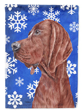 Load image into Gallery viewer, Redbone Coonhound Winter Snowflakes Garden Flag – Decorative Outdoor Yard Flag SC9779GF