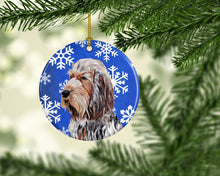 Load image into Gallery viewer, Otterhound Winter Snowflakes Ornament - Round Ceramic Ornament – Artist-Designed Keepsake Decoration SC9780CO1