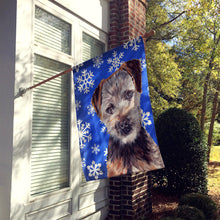 Load image into Gallery viewer, Norfolk Terrier Puppy Winter Snowflakes Flag Canvas House Size SC9783CHF