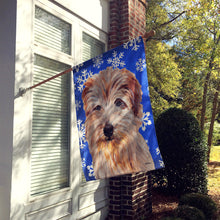 Load image into Gallery viewer, Norfolk Terrier Winter Snowflakes Flag Canvas House Size SC9784CHF