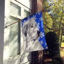 Load image into Gallery viewer, Great Pyrenees Winter Snowflakes Flag Canvas House Size SC9786CHF