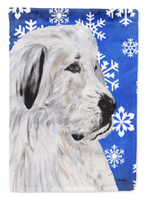 Load image into Gallery viewer, Great Pyrenees Winter Snowflakes Flag Canvas House Size SC9786CHF