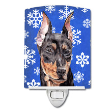 Load image into Gallery viewer, German Pinscher Winter Snowflakes Ceramic Night Light SC9788CNL