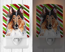 Load image into Gallery viewer, Collie Candy Cane Christmas Ceramic Night Light SC9790CNL