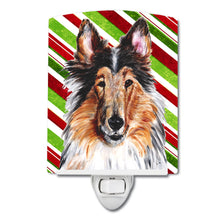 Load image into Gallery viewer, Collie Candy Cane Christmas Ceramic Night Light SC9790CNL