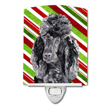 Load image into Gallery viewer, Black Standard Poodle Candy Cane Christmas Ceramic Night Light SC9794CNL