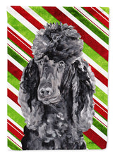 Load image into Gallery viewer, Black Standard Poodle Candy Cane Christmas Garden Flag - Outdoor Decorative Yard Flag