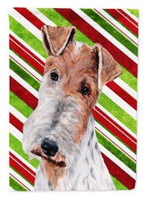 Load image into Gallery viewer, Wire Fox Terrier Candy Cane Christmas Flag Canvas House Size SC9796CHF