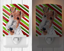 Load image into Gallery viewer, Wire Fox Terrier Candy Cane Christmas Ceramic Night Light SC9796CNL