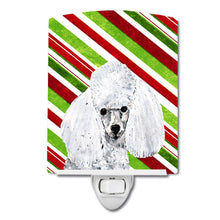 Load image into Gallery viewer, White Toy Poodle Candy Cane Christmas Ceramic Night Light SC9797CNL