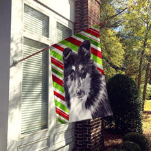 Load image into Gallery viewer, Black and White Collie Candy Cane Christmas Flag Canvas House Size SC9798CHF
