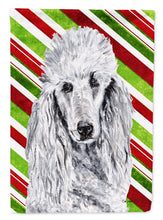 Load image into Gallery viewer, White Standard Poodle Candy Cane Christmas Flag Canvas House Size SC9799CHF