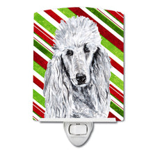 Load image into Gallery viewer, White Standard Poodle Candy Cane Christmas Ceramic Night Light SC9799CNL