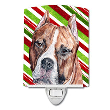 Load image into Gallery viewer, Staffordshire Bull Terrier Staffie Candy Cane Christmas Ceramic Night Light SC9800CNL