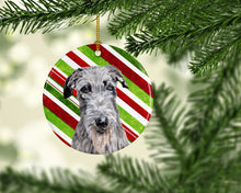 Load image into Gallery viewer, Scottish Deerhound Candy Cane Christmas Ornament - Round Ceramic Ornament – Artist-Designed Keepsake Decoration SC9802CO1