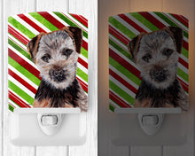 Load image into Gallery viewer, Norfolk Terrier Puppy Candy Cane Christmas Ceramic Night Light SC9807CNL