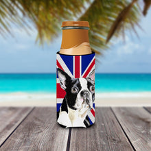 Load image into Gallery viewer, Boston Terrier with English Union Jack British Flag Slim Can Hugger – Fun &amp; Functional Drink Coolers SC9816MUK
