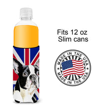Load image into Gallery viewer, Boston Terrier with English Union Jack British Flag Slim Can Hugger – Fun &amp; Functional Drink Coolers SC9816MUK
